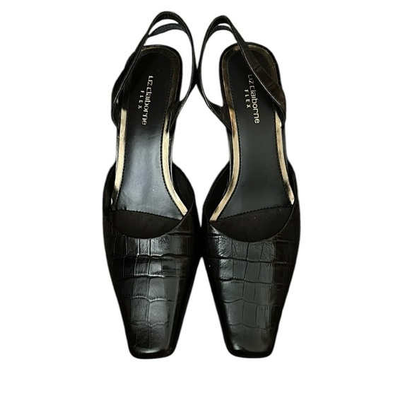 Sam & Libby Liz Claiborne Dark Brown Square Toe sling backs  size 7.5 - Picture 1 of 10